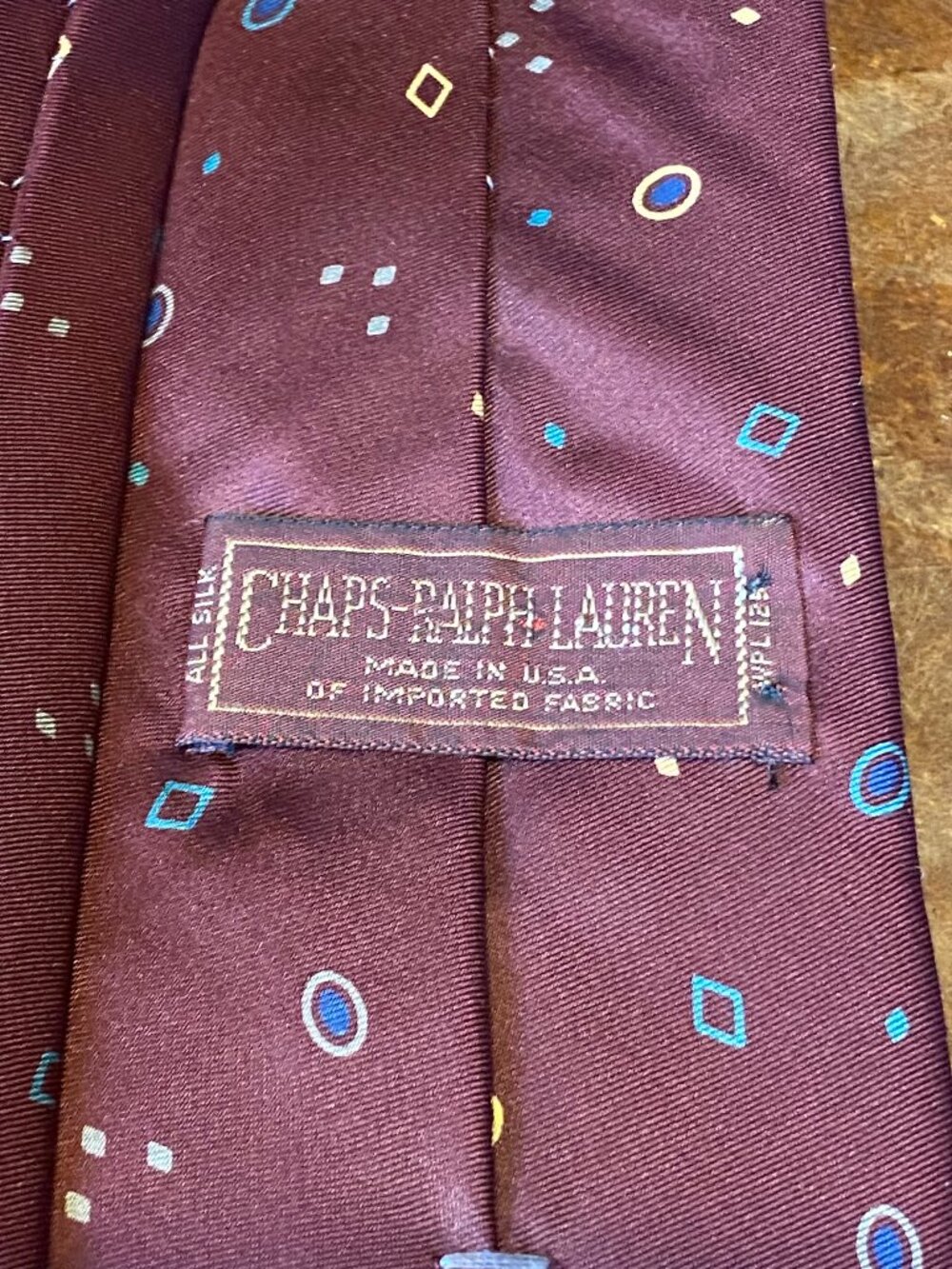 Vintage Chaps Ralph Lauren Tie Made in the USA 100% Silk Burgundy